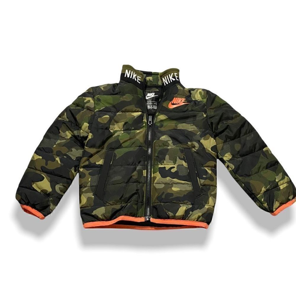 Nike Youth NSW Puffer Jacket Army Camouflage/Orange 76G459-A38 size 2T New